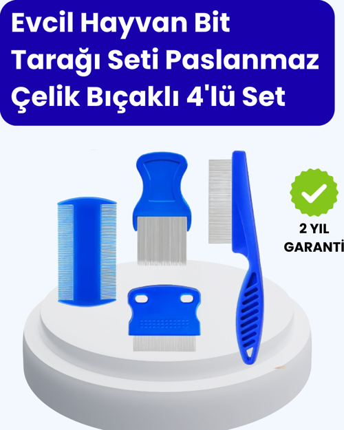 Evcil Hayvan Bakımı İçin Dayanıklı ve Çok Amaçlı Tarak Seti (4 Parça)
