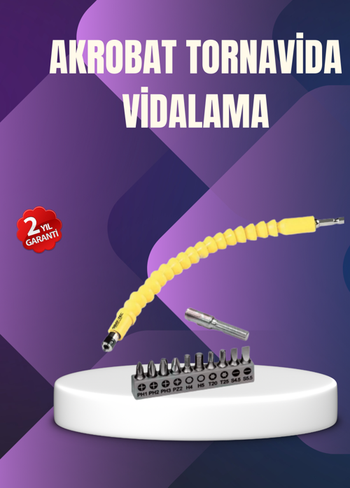 12 Parça Vidalama Uç Seti Akrobat Tasarım Dayanıklı Metal