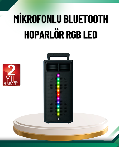 Şarjlı Işıklı Bluetooth Hoparlör | USB, AUX, TF Kart ve Radyo Destekli