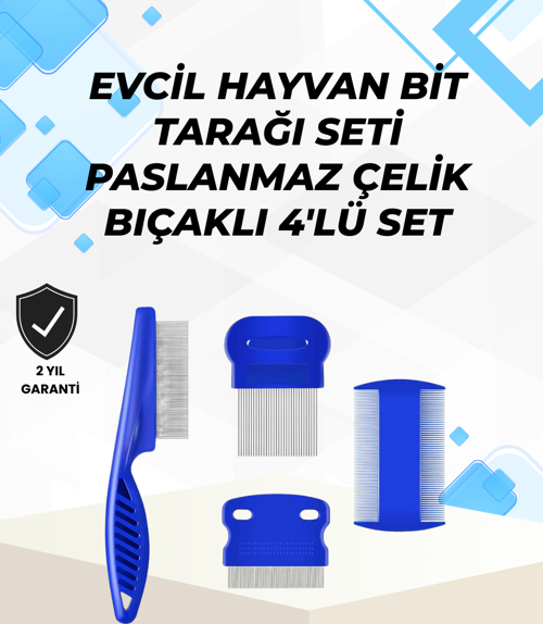 Uzun ve Kısa Tüylü Hayvanlara Özel Bit Tarağı ve Tüy Temizleme Seti