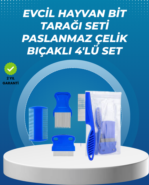 Kedi, Köpek ve Küçük Hayvanlar İçin 4 Parça Ergonomik Tarak Takımı