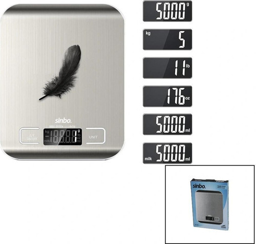 MUTFAK TARTISI TERAZİ İNOX LCD EKRAN 5KG/1GR PİLLİ=2X AAA PİL GR/OZ/ML/IB ÖLÇÜM SKS-4527 (5365)
