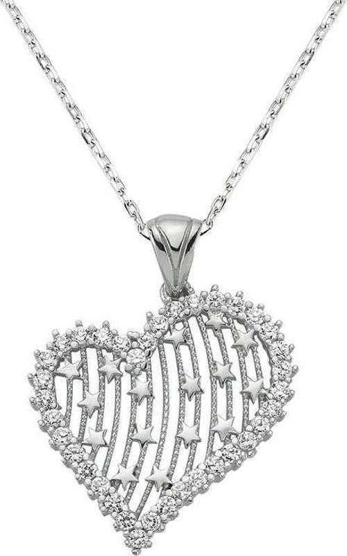 925 Ayar Gümüş Kalpli Kadın Gümüş Kolye
