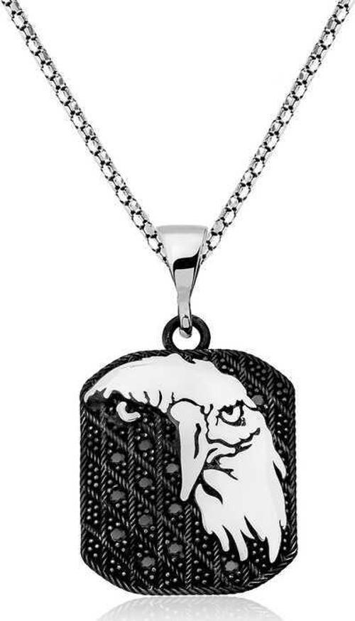 925 Ayar Gümüş Kartal Kafası Figürlü Erkek Kolye