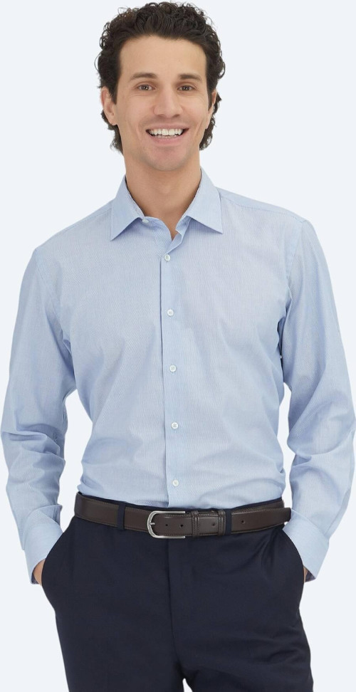 Lacivert Regular Fit Dokuma Klasik Pamuk Karışımlı Gömlek