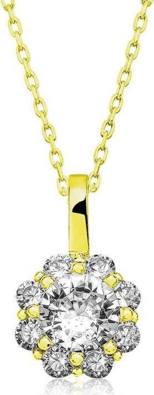 925 Ayar Gümüş Gold Çiçek Kadın Gümüş Kolye