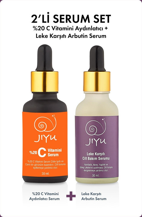 2'li Cilt Bakım Serum Seti C Vitamini Aydınlatıcı Serum + Leke Karşıtı Arbutin Serum 2x30 Ml.
