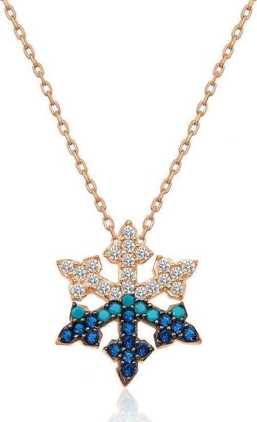 925 Ayar Gümüş Rose Kar Tanesi Kadın Gümüş Kolye