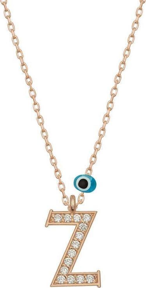925 Ayar Gümüş Nazar Rose Z Harfi Kadın Gümüş Kolye
