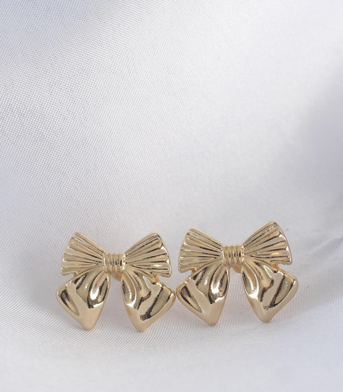Pirinç Gold Renk Fiyonk Küpe