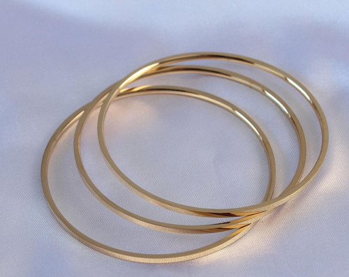 316L Çelik Gold Renk 3'lü Ajda Model Kadın 60 mm Bilezik
