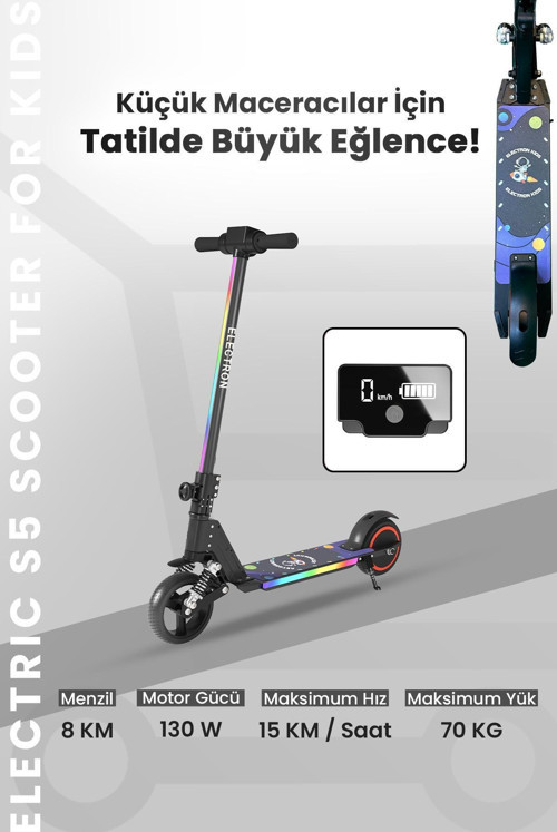 Elektrikli Çocuk Scooter! 130W, 2 Teker, Led Işıklı, Katlanabilir