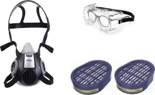 Yarım Yüz Maske 3300 Drager Abek Filtre Google Gözlük Univet 602.01 Set