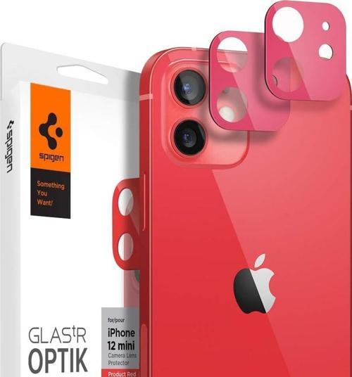 iPhone 12 Mini ile Uyumlu Kamera Lens Cam Ekran Koruyucu Glas.tR Optik (2 Adet) Red