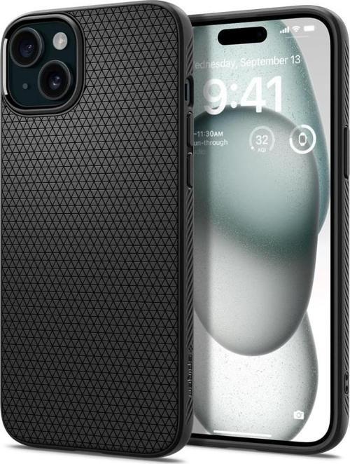 iPhone 15 ile Uyumlu Kılıf Liquid Air Matte Black