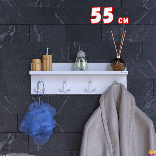 Kedi Serisi 3’lü Banyo Askısı Seti |46,4x18 cm 12 Kancalı Raflı Düzenleyici Yer Tasarrufu