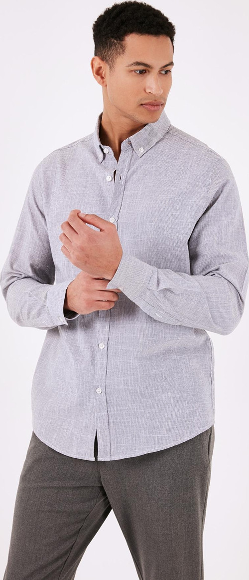 Pamuklu Regular Fit Düğmeli Yaka Erkek Gömlek CF24S116488 LACİVERT