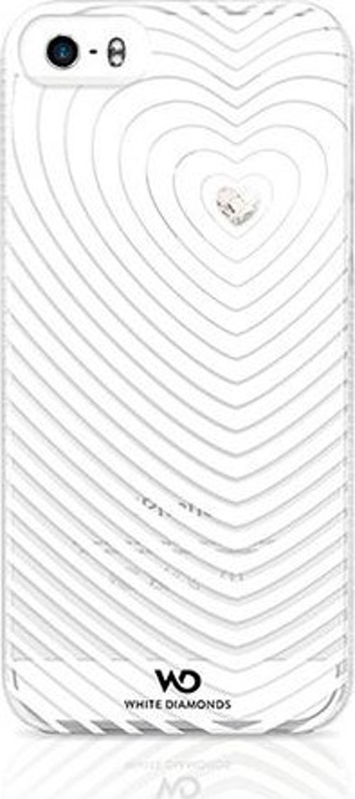 s iPhone SE/5S/5 ile Uyumlu Swarovski Heartbeat Desenli Kılıf Beyaz (Out)