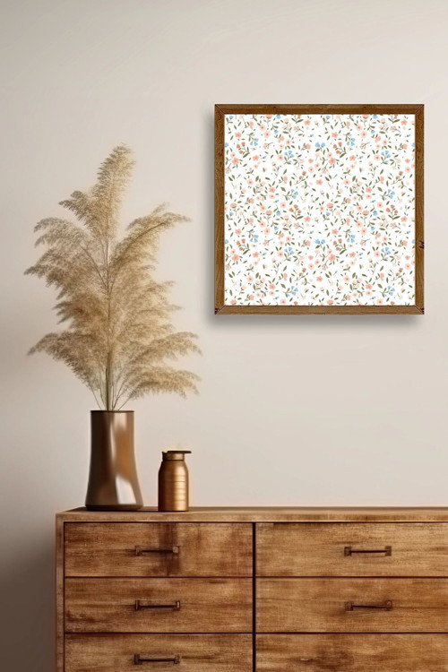 Büro Ev Ofis Dekoru için 23x23CM Tekli Ahşap Çerçeveli Çiçek Tema Tablo No176