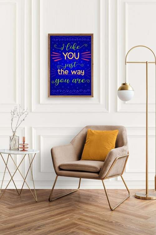 Büro Ev Ofis Dekoru için 50x70CM Tekli Ahşap Çerçeveli Motto Tema Tablo No252