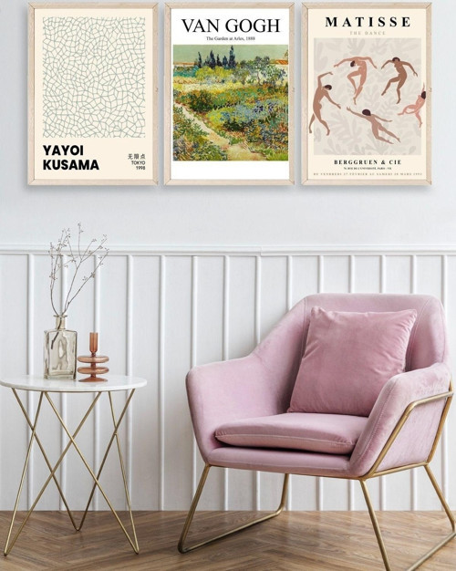 Büro Ev Ofis Dekoru için 30x40CM 3PARÇA Ahşap Çerçeveli Dünya Sanatı Tablo No48