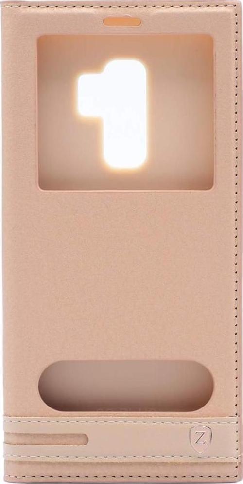 Galaxy S9 ile Uyumlu Elite Serisi Pencereli Kapaklı Kılıf Gold