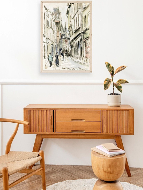 Büro Ev Ofis Dekoru için 23x30CM Tekli Ahşap Çerçeveli RDamitte Tablo No2