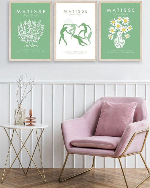 Büro Ev Ofis Dekoru için 50x70CM 3PARÇA Ahşap Çerçeveli HMatisse Tablo No151