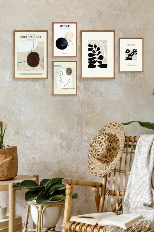 Büro Ev Ofis Dekoru için 30x40CM 5PARÇA Mdf HMatisse Tablo Seti No3