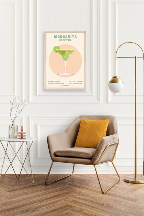 Büro Ev Ofis Dekoru için 23x30CM Tekli Ahşap Çerçeveli Margarita Tema Tablo No2