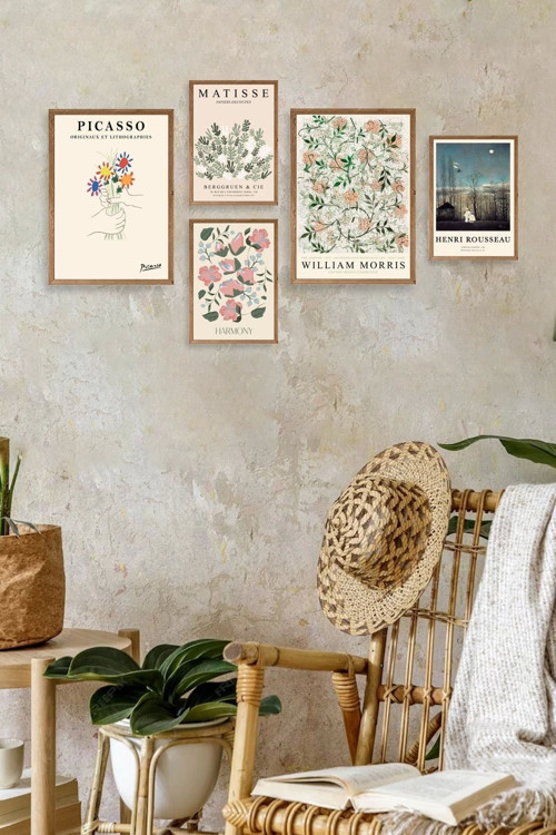 Büro Ev Ofis Dekoru için 30x40CM 5PARÇA Mdf Dünya Sanatı Tablo Seti No1