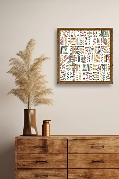 Büro Ev Ofis Dekoru için 50x50CM Tekli Ahşap Çerçeveli Çizgiler Tema Tablo No6