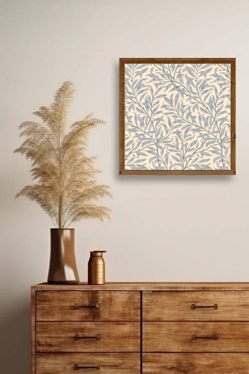 Büro Ev Ofis Dekoru için 42x42CM Tekli Ahşap Çerçeveli Yaprak Tema Tablo No22