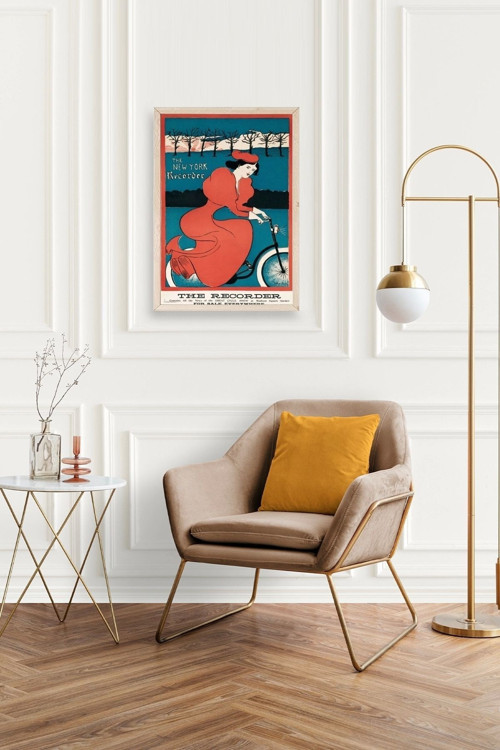 Büro Ev Ofis Dekoru için 17x23CM Tekli Ahşap Çerçeveli NYRecorder Tema Tablo N01