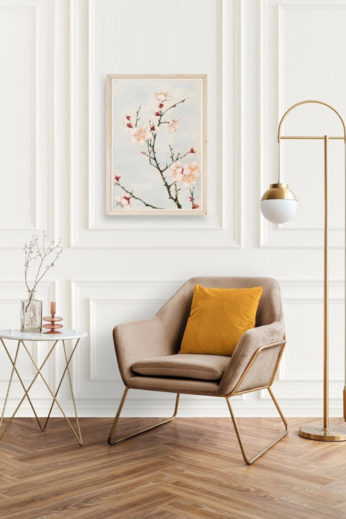 Büro Ev Ofis Dekoru için 30x42CM Tekli Ahşap Çerçeveli CBlossom Tablo No6