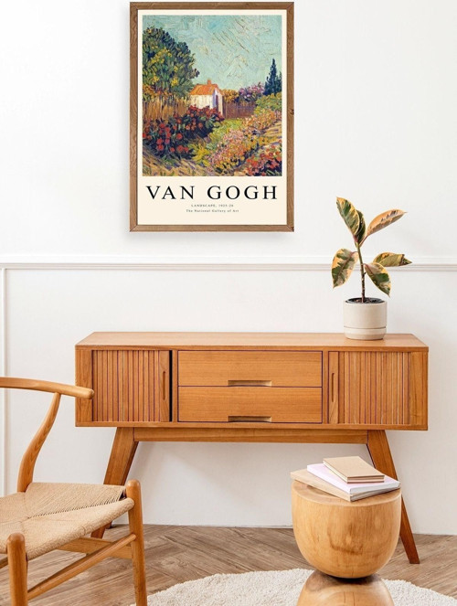 Büro Ev Ofis Dekoru için 50x70CM Tekli Ahşap Çerçeveli VGogh Tablo No65