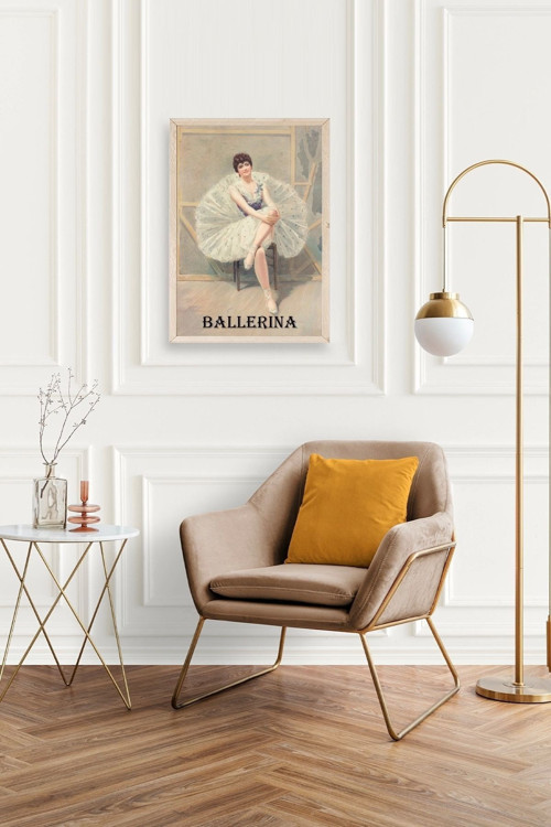 Büro Ev Ofis Dekoru için 30x42CM Tekli Ahşap Çerçeveli Ballerina Tema Tablo No3