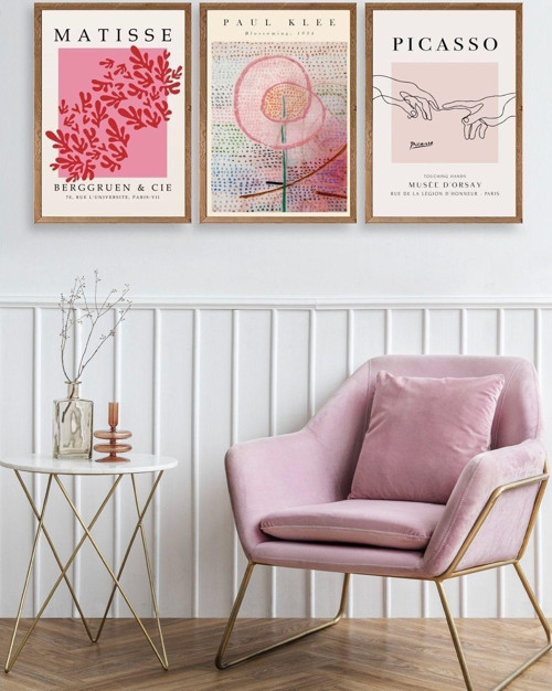 Büro Ev Ofis Dekoru için 40x60CM 3PARÇA Ahşap Çerçeveli Dünya Sanatı Tablo No69