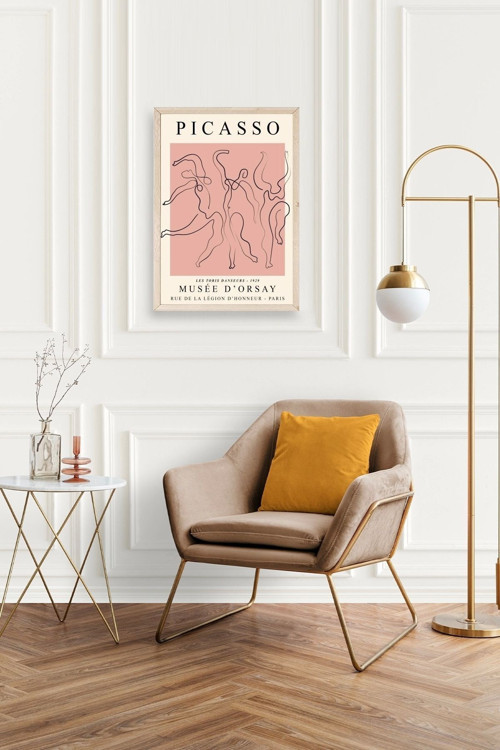 Büro Ev Ofis Dekoru için 50x70CM Tekli Ahşap Çerçeveli PPicasso Tablo No59