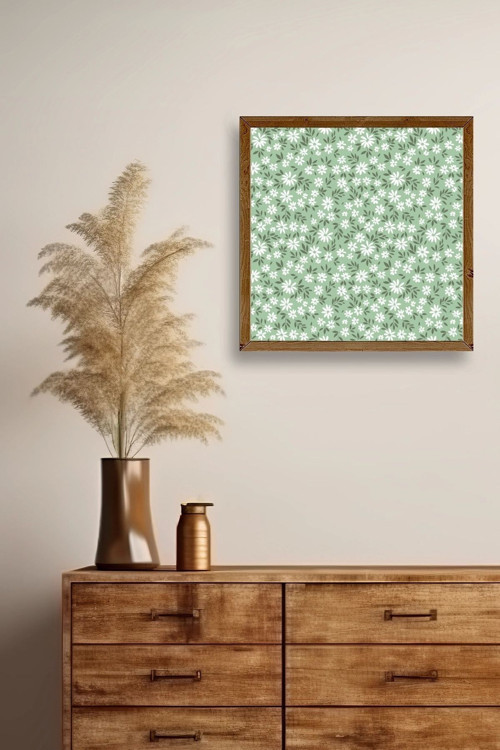 Büro Ev Ofis Dekoru için 50x50CM Tekli Ahşap Çerçeveli Çiçek Tema Tablo No921