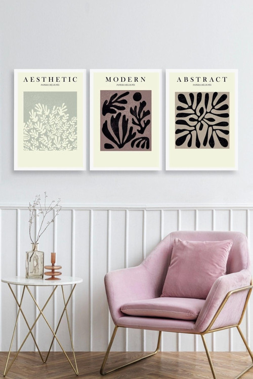 Büro Ev Ofis Dekoru için 30x40CM 3PARÇA Ahşap Çerçeveli Modern Tema Tablo No47