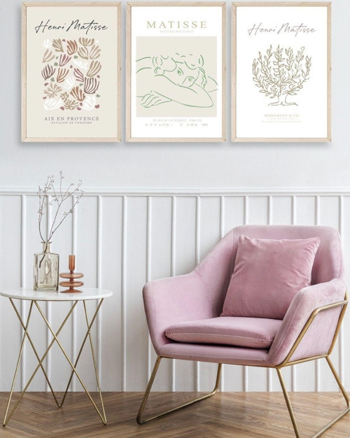 Büro Ev Ofis Dekoru için 23x30CM 3PARÇA Ahşap Çerçeveli HMatisse Tablo No41