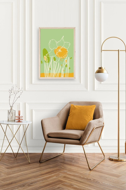 Büro Ev Ofis Dekoru için 30x42CM Tekli Ahşap Çerçeveli Çiçek Tema Tablo No349