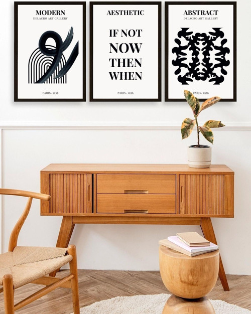 Büro Ev Ofis Dekoru için 30x40CM 3PARÇA Ahşap Çerçeveli Modern Tema Tablo No43