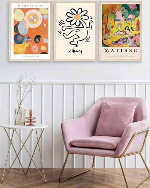 Büro Ev Ofis Dekoru için 40x60CM 3PARÇA Ahşap Çerçeveli Dünya Sanatı Tablo No80