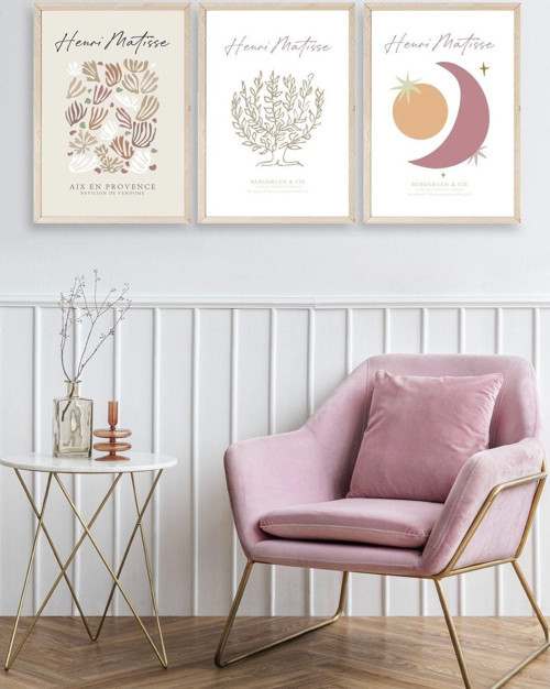 Büro Ev Ofis Dekoru için 23x30CM 3PARÇA Ahşap Çerçeveli HMatisse Tablo No28