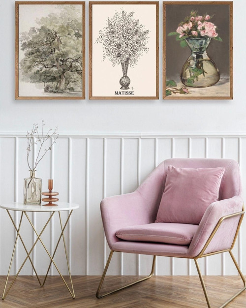 Büro Ev Ofis Dekoru için 40x60CM 3PARÇA Ahşap Çerçeveli HMatisse Tablo No123