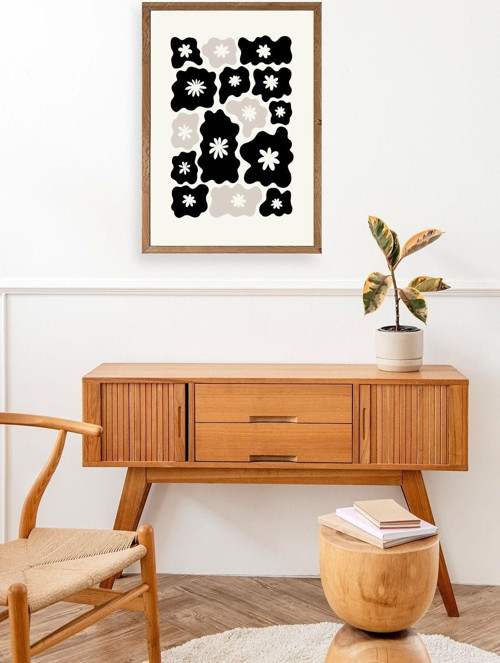Büro Ev Ofis Dekoru için 23x30CM Tekli Ahşap Çerçeveli Çiçek Tema Tablo No234