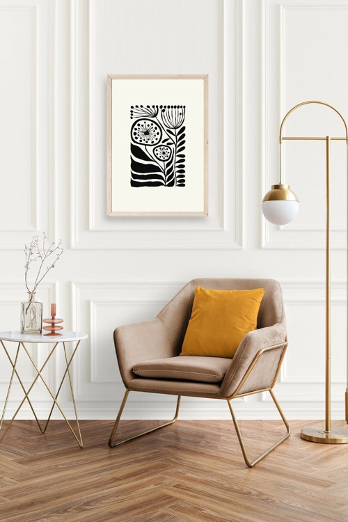 Büro Ev Ofis Dekoru için 23x30CM Tekli Ahşap Çerçeveli Çiçek Tema Tablo No277