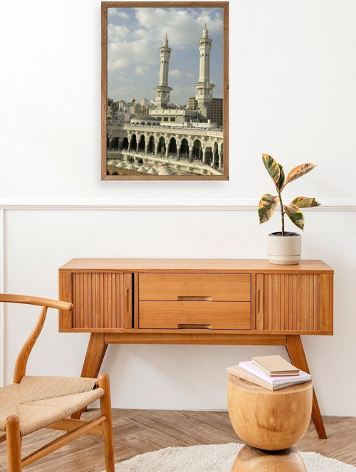 Büro Ev Ofis Dekoru için 50x70CM Tekli Ahşap Çerçeveli Kabe Tema Tablo No53